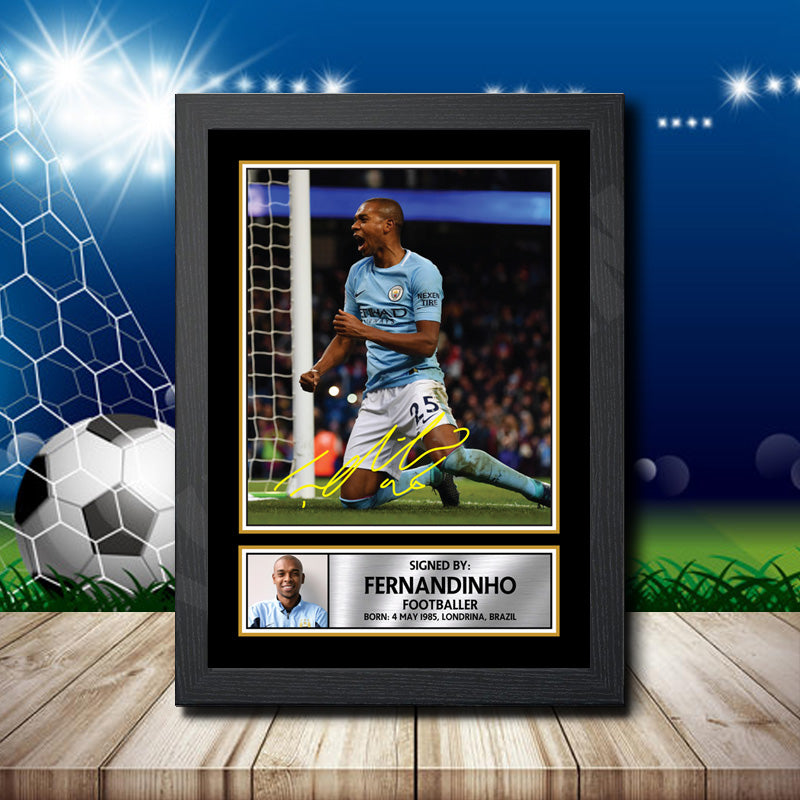 Fernandinho 3 Printed Signature Footballers Star Poster Print Framed Wall Art Gift – Fernandinho 3 Printed Signature Footballers Star Poster Print
