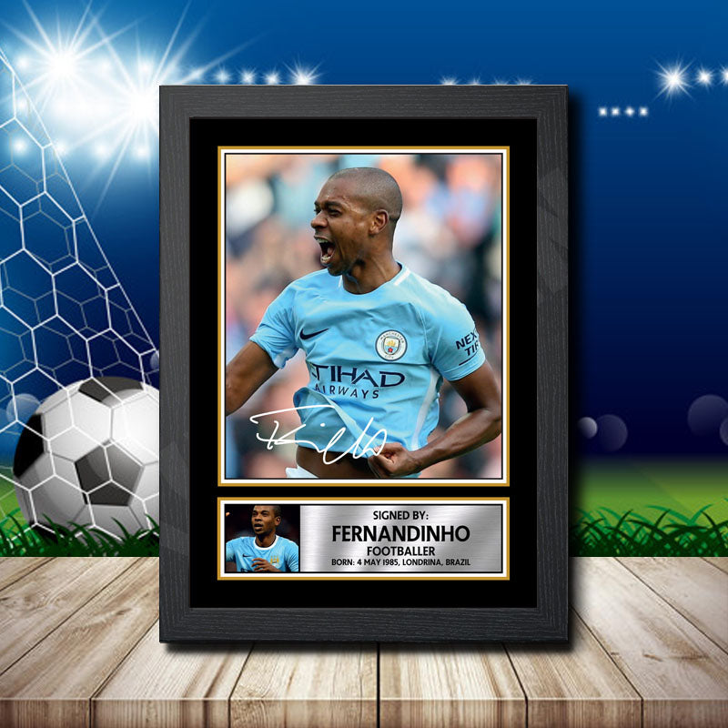 Fernandinho 1 Printed Signature Footballers Star Poster Print Framed Wall Art Gift – Fernandinho 1 Printed Signature Footballers Star Poster Print