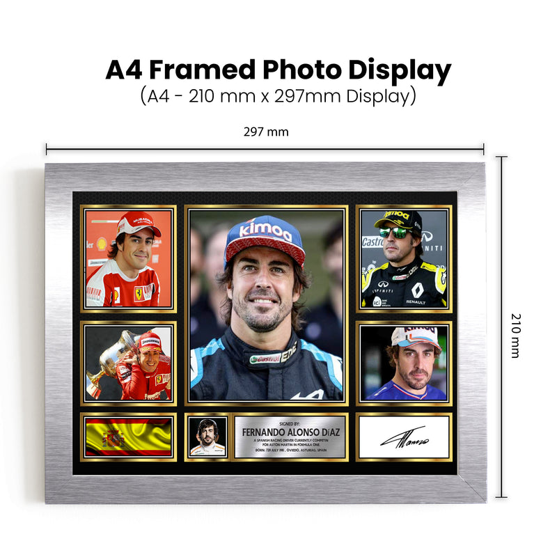 Fernando Alonso F1 Driver Limited Edition Signed Gift Poster Print Artwork Display