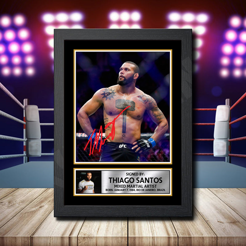 Fighting Thiago Santos Printed Signature Ufc Star Poster Print Framed Wall Art Gift – Fighting Thiago Santos Printed Signature Ufc Star Poster Print