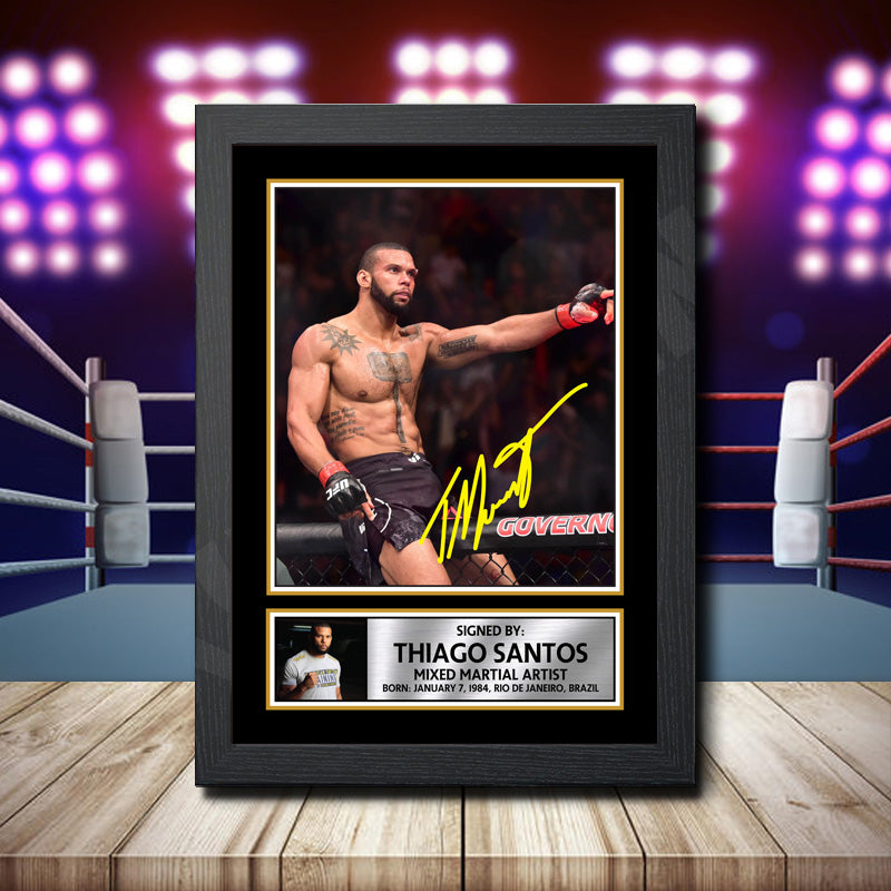Fighting Thiago Santos 2 Printed Signature Ufc Star Poster Print Framed Wall Art Gift – Fighting Thiago Santos 2 Printed Signature Ufc Star Poster Print