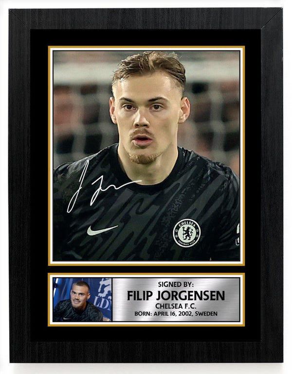 Filip Jorgensen Chelsea F.C. Poster Print – Printed Signature Style Football Wall Art – Framed or Unframed – Gift for Fans