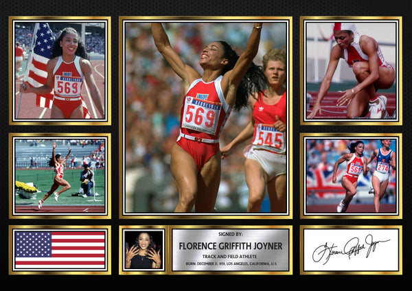 Florence Griffith Joyner Olympians Framed Printed Signature Print – Fan Gift – Wall Art – Reproduction Print