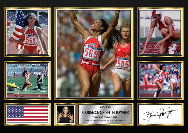 Florence Griffith Joyner Olympians Framed Autographed Print - Limited Edition Autograph Fan Gift – Collectible Memorabilia Merchandise