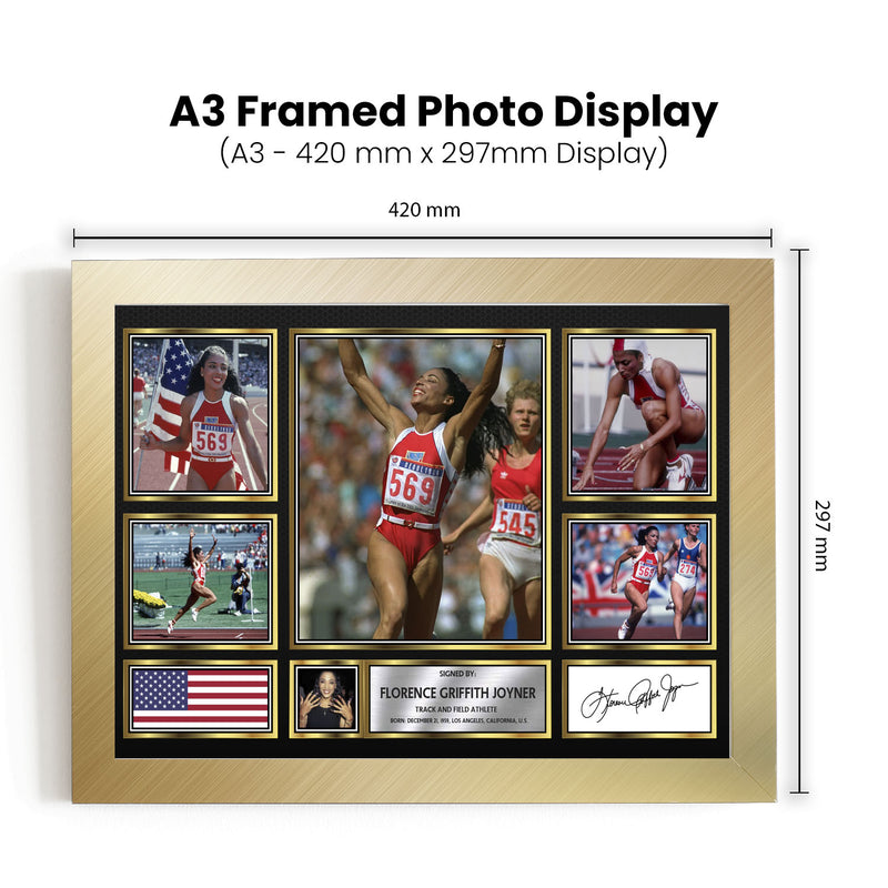 Florence Griffith Joyner Olympians Framed Autographed Print - Limited Edition Autograph Fan Gift – Collectible Memorabilia Merchandise