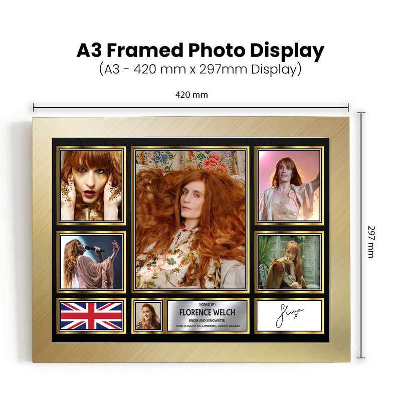 Florence Welch Singers Framed Autographed Print - Limited Edition Autograph Fan Gift – Collectible Memorabilia Merchandise