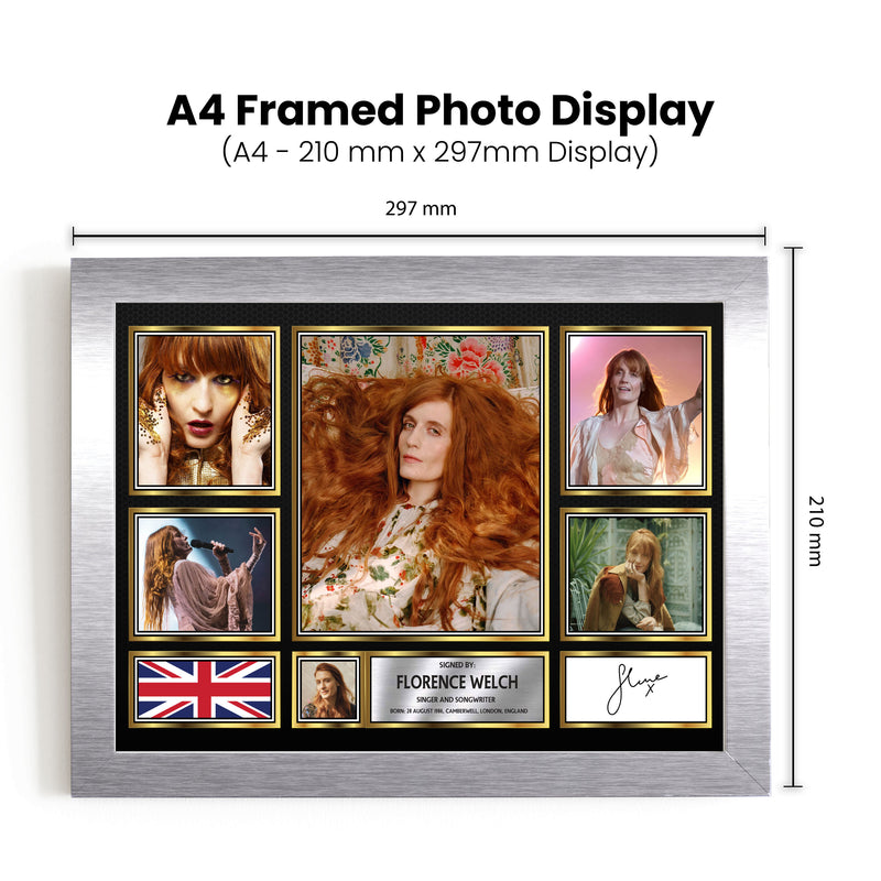 Florence Welch Singers Framed Autographed Print - Limited Edition Autograph Fan Gift – Collectible Memorabilia Merchandise