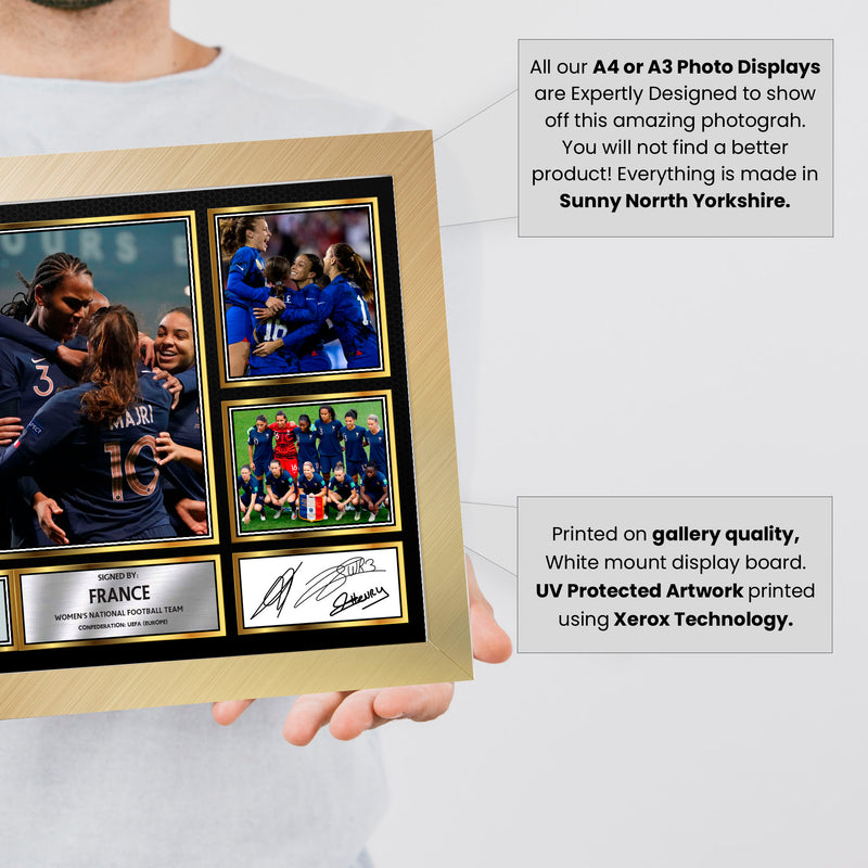 France Ladies Football Teams Framed Autographed Print - Limited Edition Autograph Fan Gift – Collectible Memorabilia Merchandise