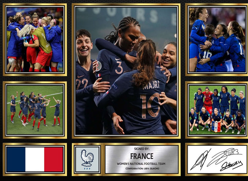 France Ladies Football Teams Framed Autographed Print - Limited Edition Autograph Fan Gift – Collectible Memorabilia Merchandise