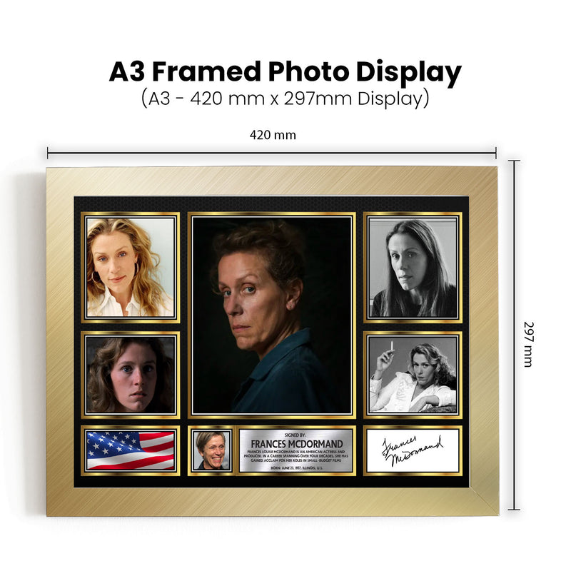 Frances McDormand Actors Framed Autographed Print - Limited Edition Autograph Fan Gift – Collectible Memorabilia Merchandise