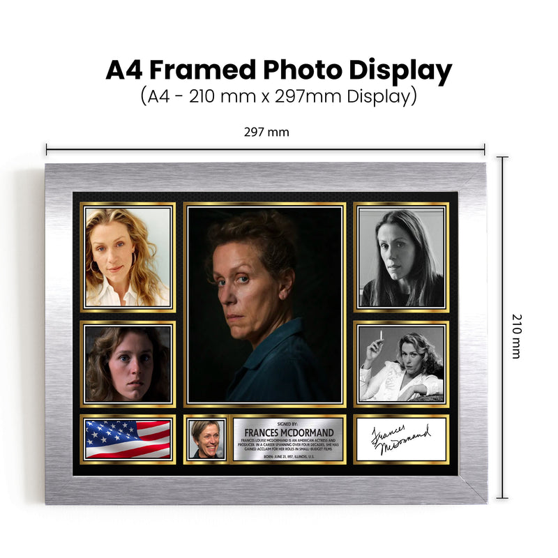 Frances McDormand Actors Framed Autographed Print - Limited Edition Autograph Fan Gift – Collectible Memorabilia Merchandise