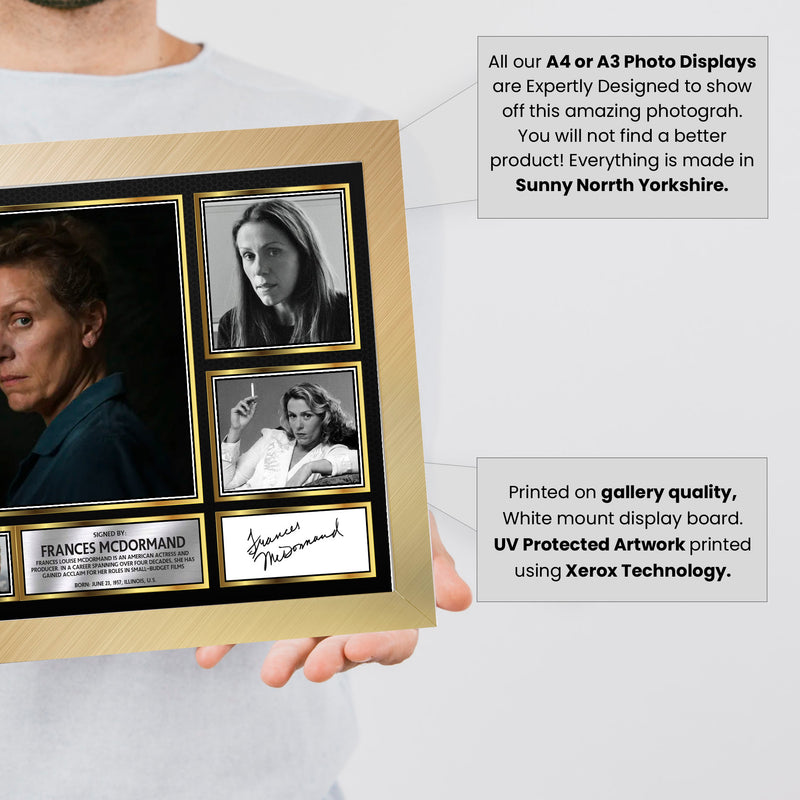 Frances McDormand Actors Framed Autographed Print - Limited Edition Autograph Fan Gift – Collectible Memorabilia Merchandise