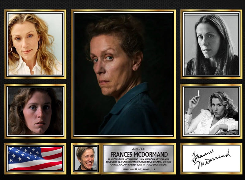 Frances McDormand Actors Framed Autographed Print - Limited Edition Autograph Fan Gift – Collectible Memorabilia Merchandise