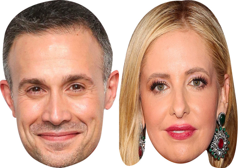 Freddie Prinze Jr. and Sarah Michelle Gellar Celebrity Couple Face Mask Fancy Dress - High-Quality Cardboard Masks for Any Occasion