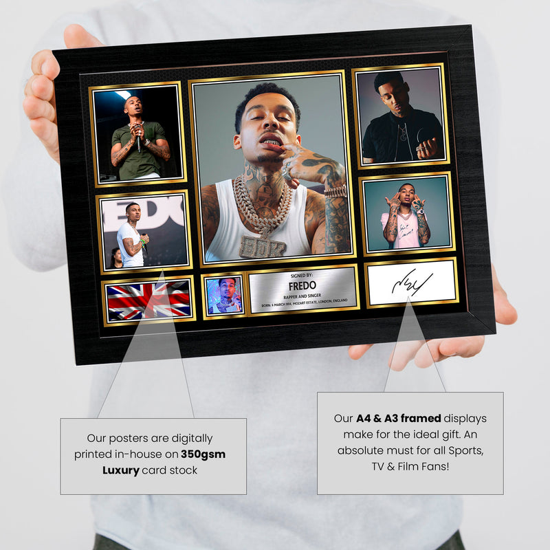 Rappers Fredo Framed Autographed Print - Limited Edition Autograph Fan Gift – Collectible Memorabilia Merchandise