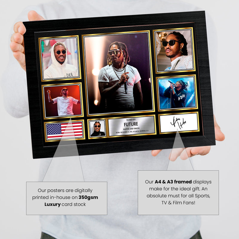 Rappers Future Framed Autographed Print - Limited Edition Autograph Fan Gift – Collectible Memorabilia Merchandise