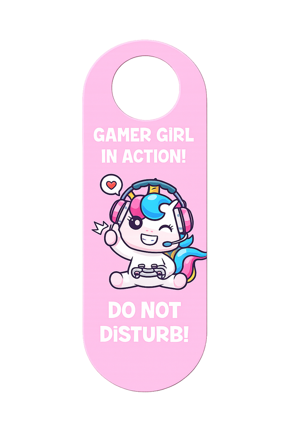 Gamer Girl in Action Do Not Disturb Door Hanger Sign