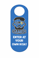 Gaming Room Enter at Your Own Risk Door Hanger Sign – Funny Gamer Door Sign – Video Game Room Do Not Disturb Door Handle Sign, Gamer Gift for Boys & Teens, Pack of 4