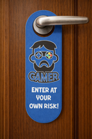Gaming Room Enter at Your Own Risk Door Hanger Sign – Funny Gamer Door Sign – Video Game Room Do Not Disturb Door Handle Sign, Gamer Gift for Boys & Teens, Pack of 4