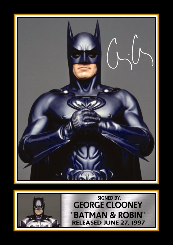 George Clooney Batman & Robin Printed Signature Poster – Batman Movie Wall Art Print – DC Superhero Film Wall Art for Fans – Reproduction Print