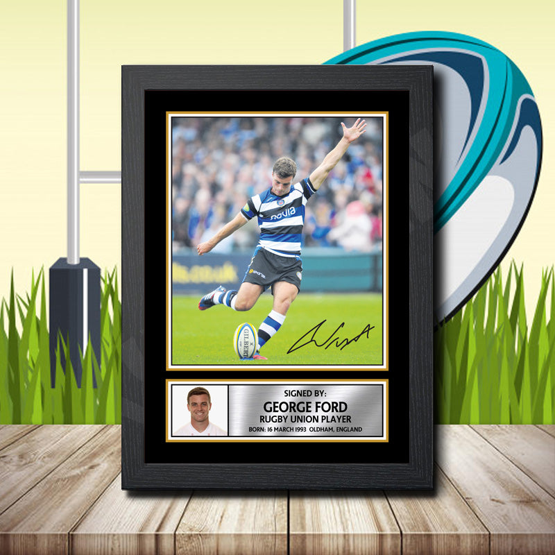 George Ford 2 Printed Signature Rugby Star Poster Print Framed Wall Art Gift – George Ford 2 Printed Signature Rugby Star Poster Print