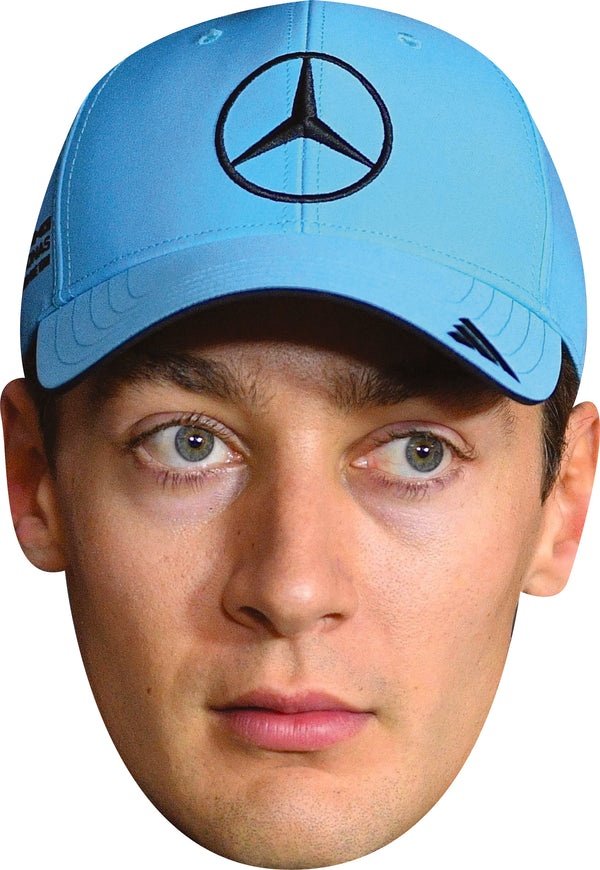 George Russel Cap Facemask – F1 Motorsport Celebrity Card Face Mask – Celebrity Mask for Stag Do, Hen Night, Fancy Dress & Costume Parties
