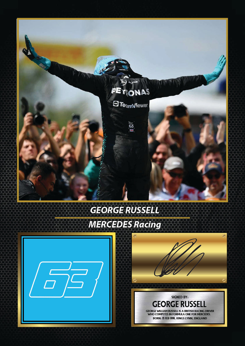 George Russell Printed Signature Poster Print – Motorsport Wall Art – Printed Motorsport Poster – George Russell Printed Signature Poster Print