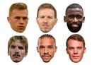 Germany Football Legends Face Mask Multipack – 6 Germany Football Star Inspired Party Masks – Funny Fancy Dress Accessories for Football Parties, Match Days, Tournaments & Photo Booth Props