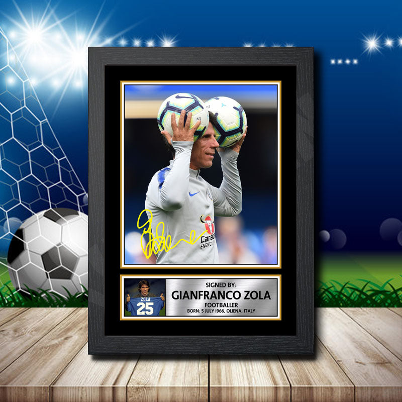 Gianfranco Zola Printed Signature Footballers Star Poster Print Framed Wall Art Gift – Gianfranco Zola Printed Signature Footballers Star Poster Print