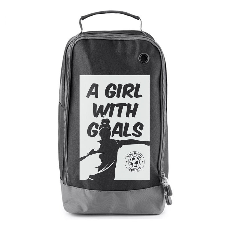 Football Boot Bags for Kids – Girl with Goals - Durable Personalized Sports Bag with Custom Logo