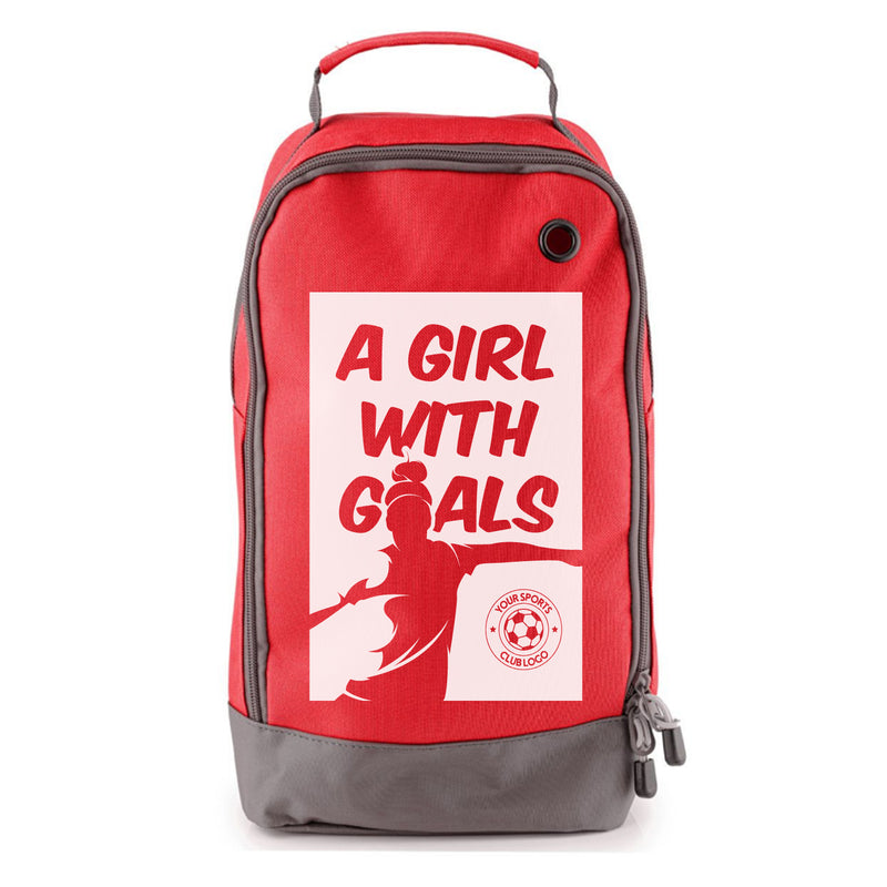 Football Boot Bags for Kids – Girl with Goals - Durable Personalized Sports Bag with Custom Logo