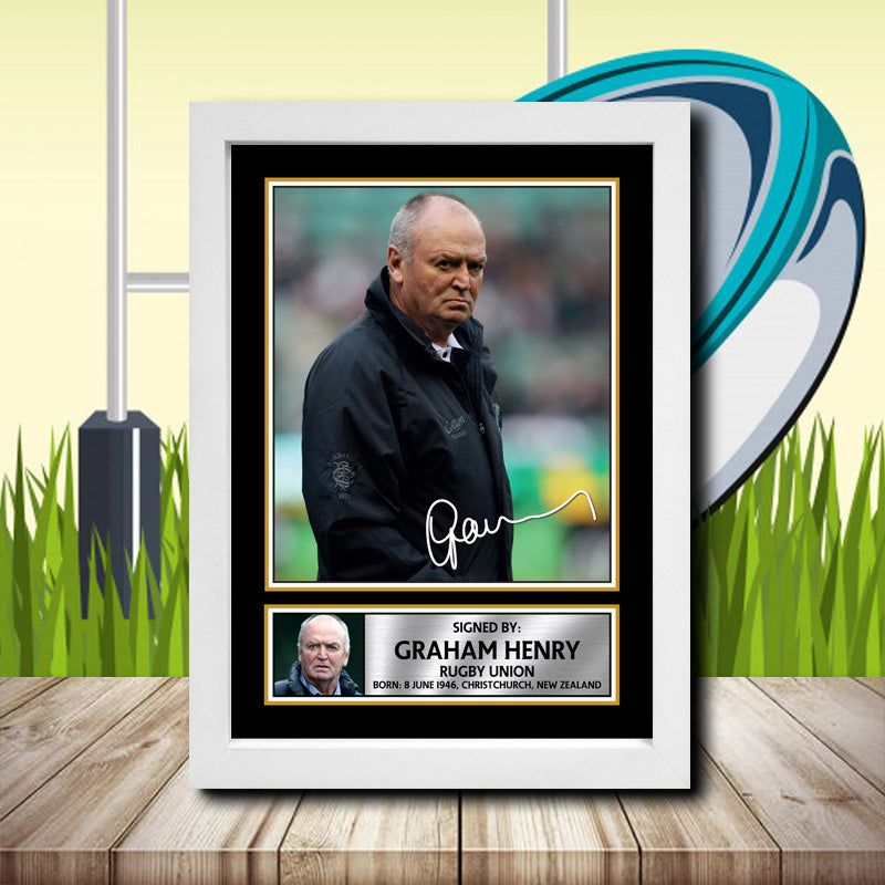 Graham Henry 1 Printed Signature Rugby Star Poster Print Framed Wall Art Gift – Graham Henry 1 Printed Signature Rugby Star Poster Print