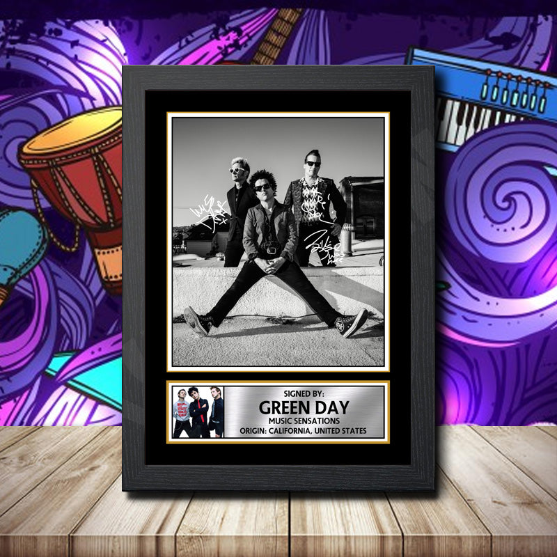 Green Day 3 Printed Signature Rock-Bands Star Poster Print Framed Wall Art Gift – Green Day 3 Printed Signature Rock-Bands Star Poster Print