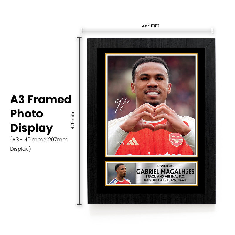 Gabriel Magalhães Signed Autographed Portrait Poster Print – Arsenal F.C. & Brazil National Team – Authentic Football Memorabilia