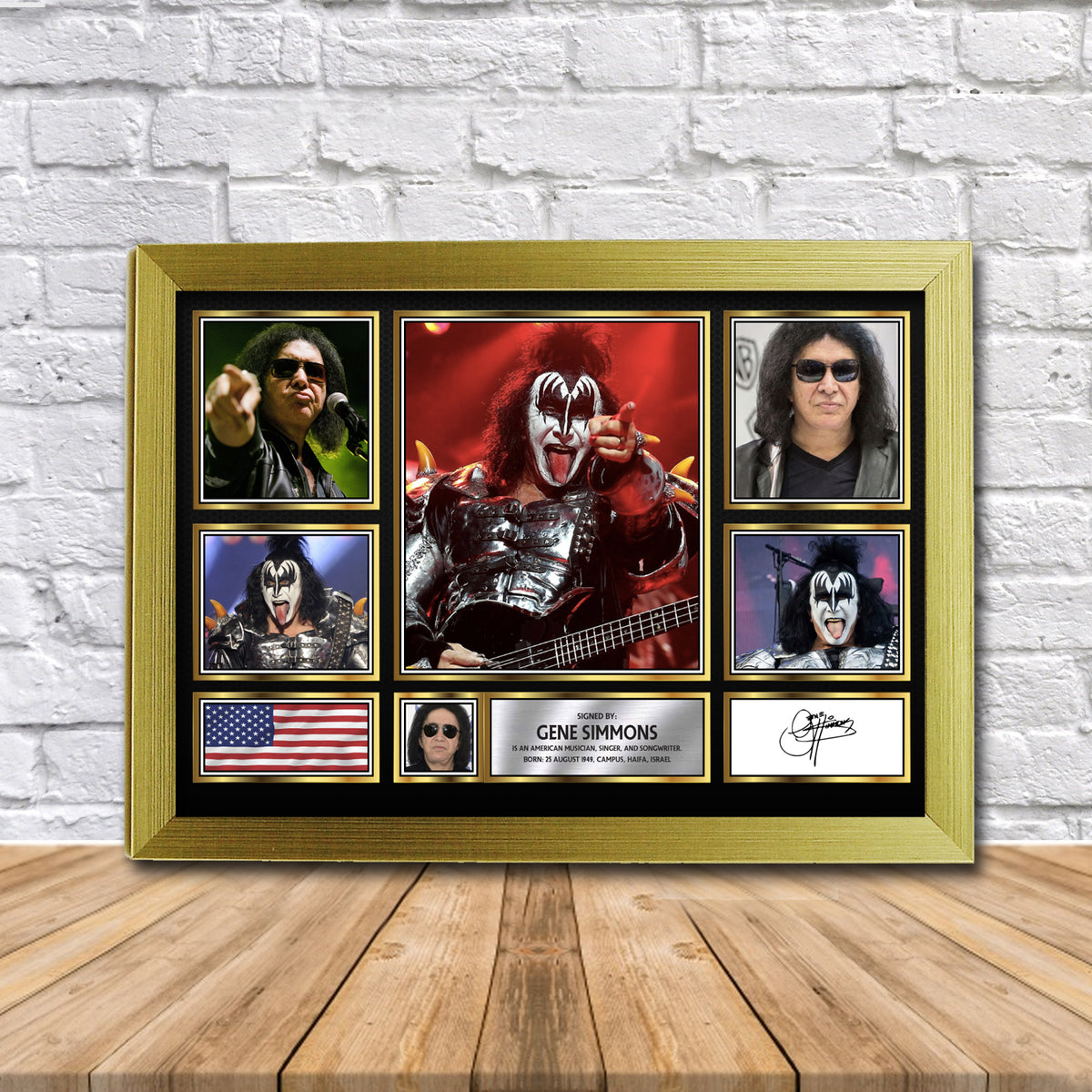 Gene Simmons Music Gift Framed Printed Signature Star Poster Print Wall Art Gift