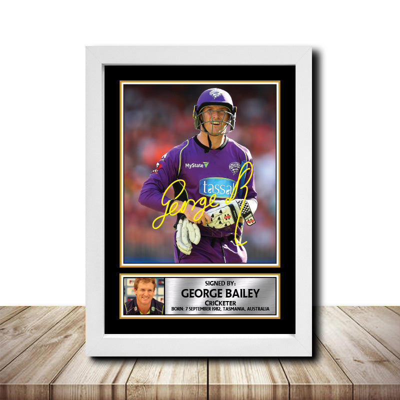 George Bailey M1579 Cricketer Printed Signature Poster Print Gift