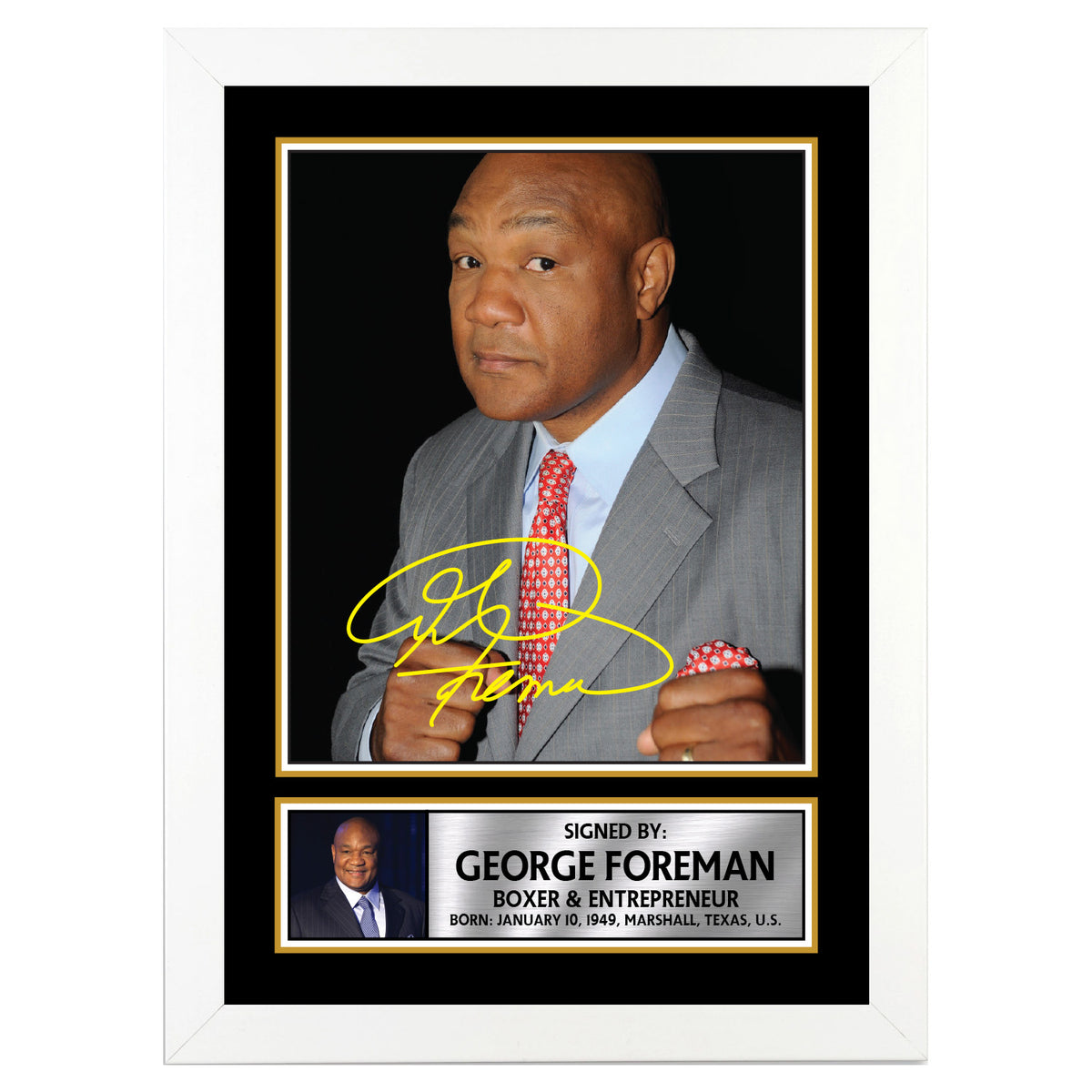 George Foreman 2 Famous Businessmen Printed Signature Poster Print Gift