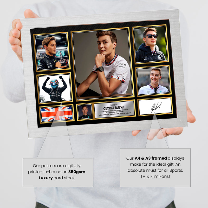 George Russell  F1 Driver Limited Edition Signed Gift Poster Print Artwork Display