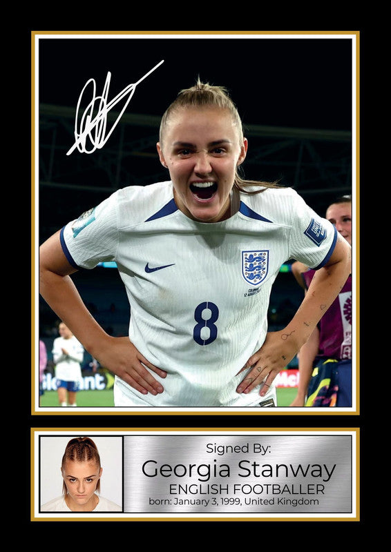 Georgia Stanway Autograph Poster Print – England Lionesses & Bayern Munich Midfielder  – Framed or Unframed – Gift for Women’s Football Fans