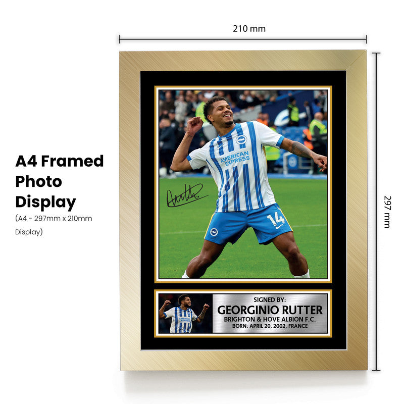 Georginio Rutter Brighton & Hove Albion Poster Print – Signed Autograph Style Football Wall Art   – Framed or Unframed – Gift for Fans