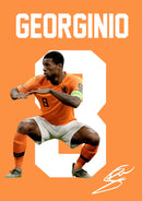 Georginio Wijnaldum Signed Poster Print – Netherlands National Team Captain Tribute Wall Art with Signature & Jersey Number 8 – Midfield Leader Memorabilia for Football Fans & Collectors