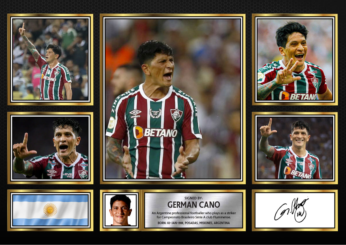 German Cano Top Footballer Printed Signature Print Landscape – A4 Poster
