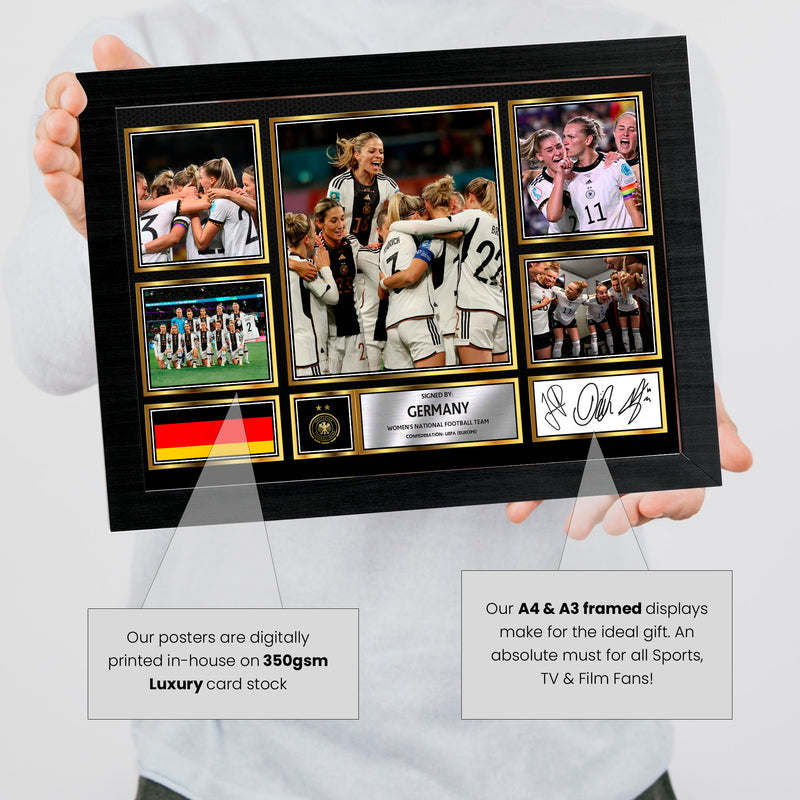 Germany Ladies Football Teams Framed Autographed Print - Limited Edition Autograph Fan Gift – Collectible Memorabilia Merchandise