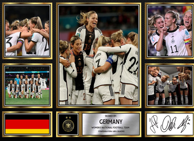 Germany Ladies Football Teams Framed Autographed Print - Limited Edition Autograph Fan Gift – Collectible Memorabilia Merchandise