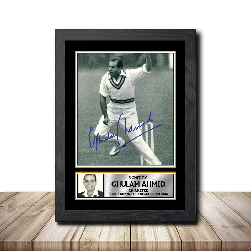 Ghulam Ahmed M1580 Cricketer Printed Signature Poster Print Gift