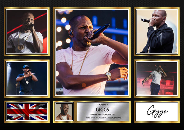 Rappers Giggs Framed Printed Signature Print – Fan Gift – Wall Art
