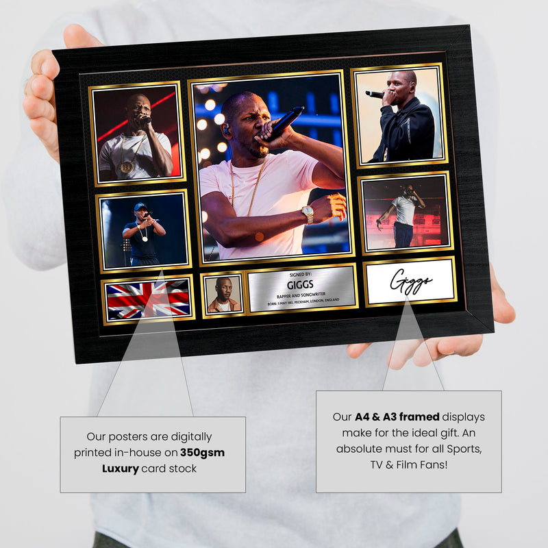 Rappers Giggs Framed Autographed Print - Limited Edition Autograph Fan Gift – Collectible Memorabilia Merchandise