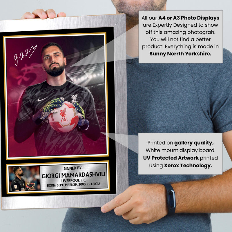 Giorgi Mamardashvili Liverpool F.C. Poster Print – Signed Autograph Style Football Wall Art   – Framed or Unframed – Gift for Fans