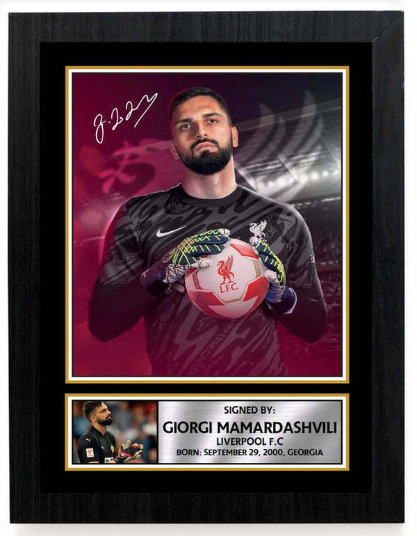 Giorgi Mamardashvili Liverpool F.C. Poster Print – Printed Signature Style Football Wall Art – Framed or Unframed – Gift for Fans