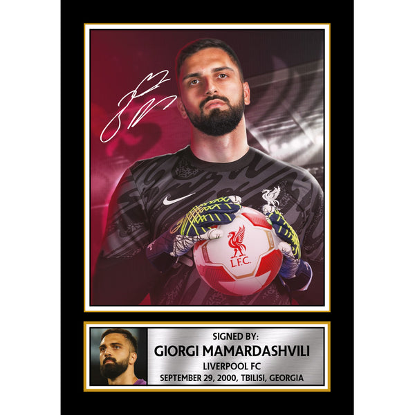 Giorgi Mamardashvili Printed Signature Poster Print – Liverpool FC Goalkeeper Wall Art – Tribute Wall Art for Football Fans & Collectors